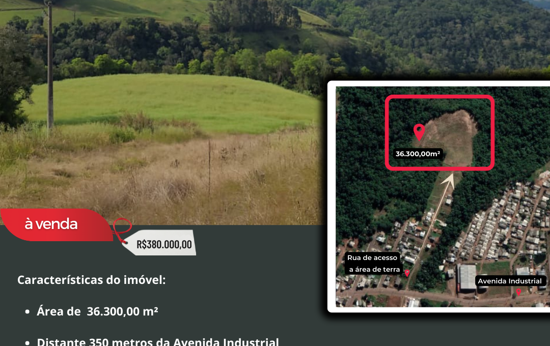 Area de terra no distrito industrial